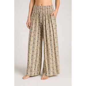 Sacred Threads Boho Wide Leg Pants S Smocked Waist Flowy Festival